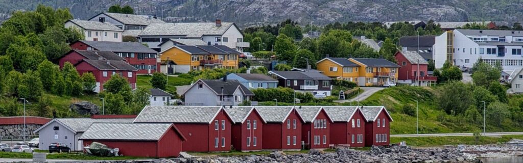 Colorful homes in Alta clustered on a hillside above the harbor