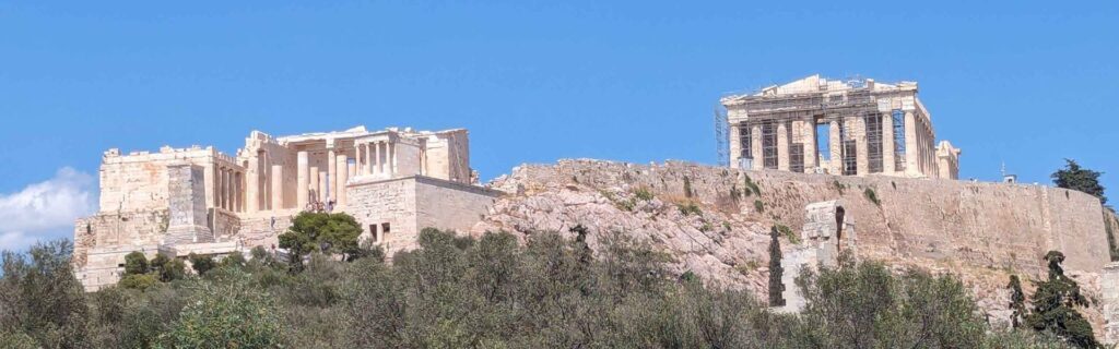 Panoramic view of the Acropolis with Parthenon and Erechtheion