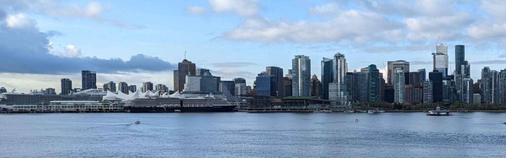Panoramic view of the Vancouver skyline from the harbor