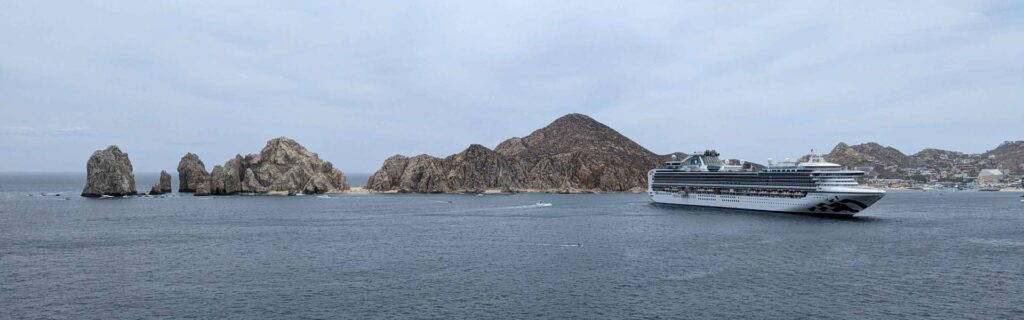 Cruise ship anchored near Land’s End Cabo San Lucas